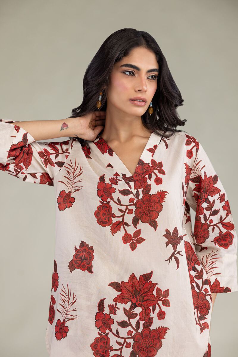 Printed | Cambric | Floral V-Neck Tunic | USD 35.00