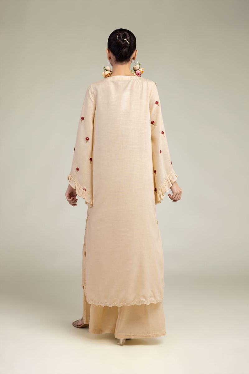 Embroidered | Raw Silk | Floral Silk Kurta | USD 55.00