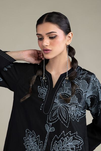 Embroidered | Cambric | Black Cambric Kurta | USD 40.00