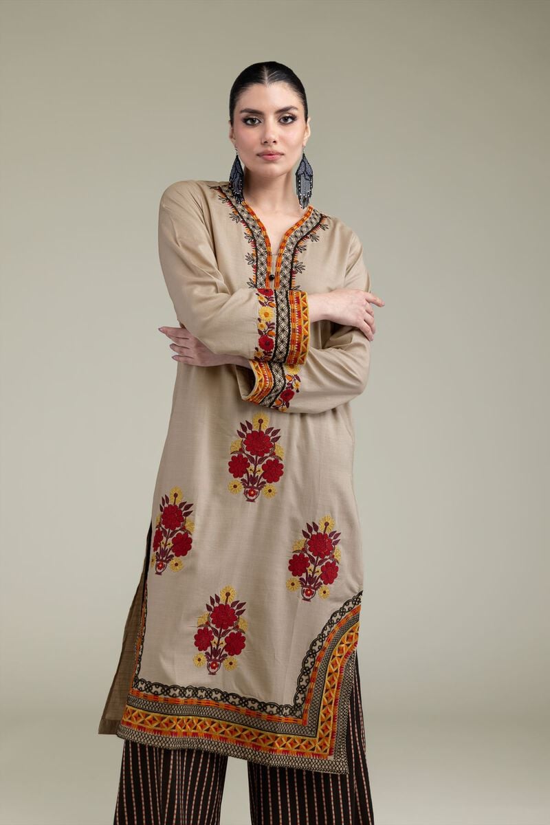 Embroidered | Raw Silk | Floral Silk Kurta | USD 45.00