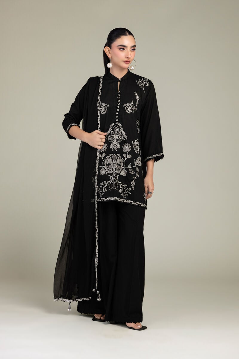 Embroidered | Chiffon | Black Chiffon Dupatta | USD 40.00