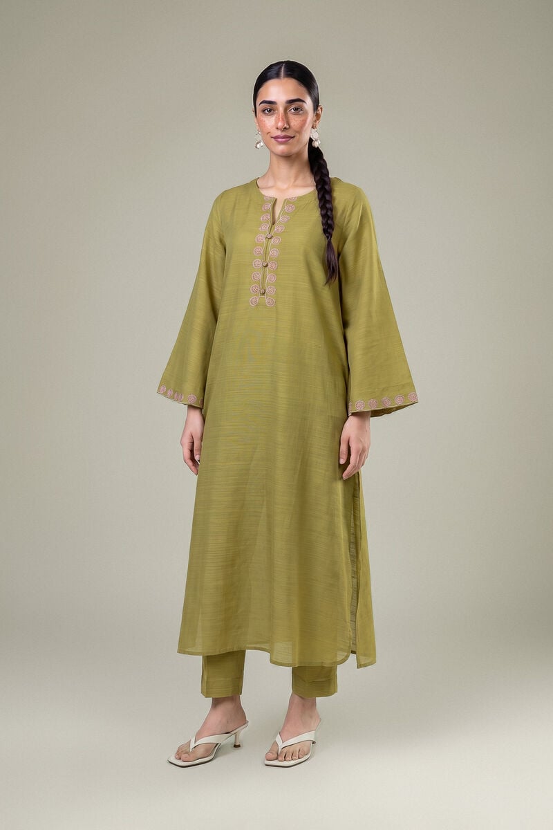 Embroidered | Light Khaddar | Olive Solid Pants | USD 30.00