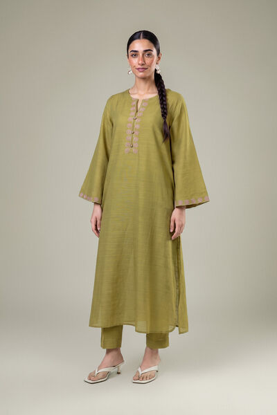 Embroidered | Light Khaddar | Olive Solid Pants | USD 30.00