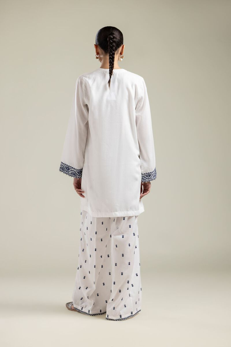 Embroidered | Textured Weave | White Embroidered Kurta | USD 40.00