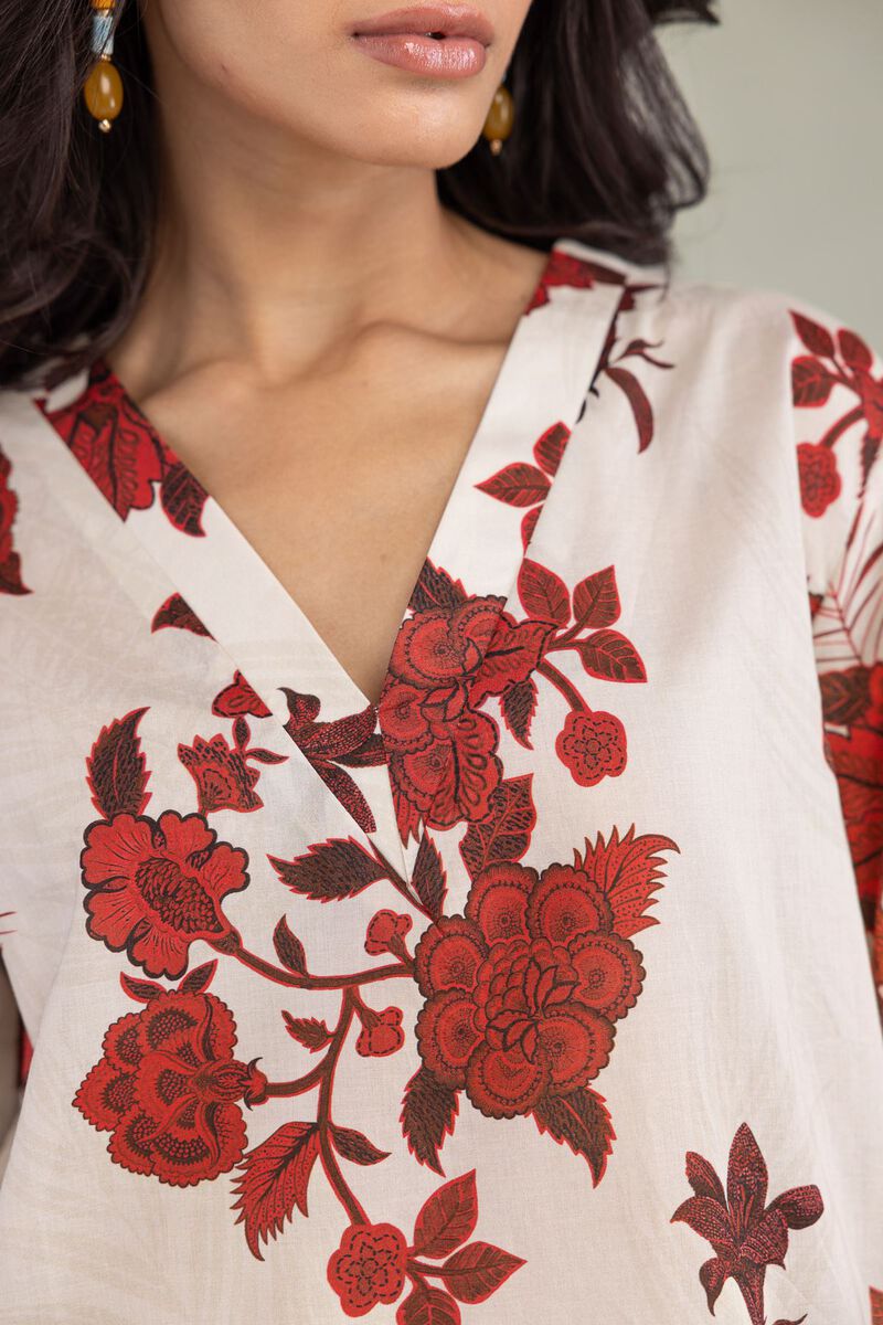 Printed | Cambric | Floral V-Neck Tunic | USD 35.00