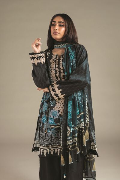 Embroidered | Satin | Three-Piece Tailored Suit | USD 75.00