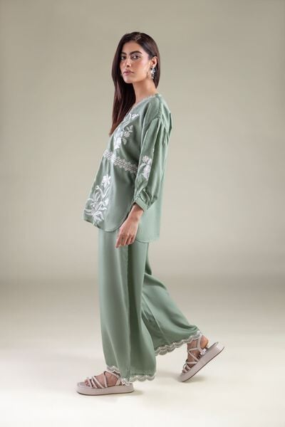 Embroidered | Textured Weave | Trousers | USD 30.00