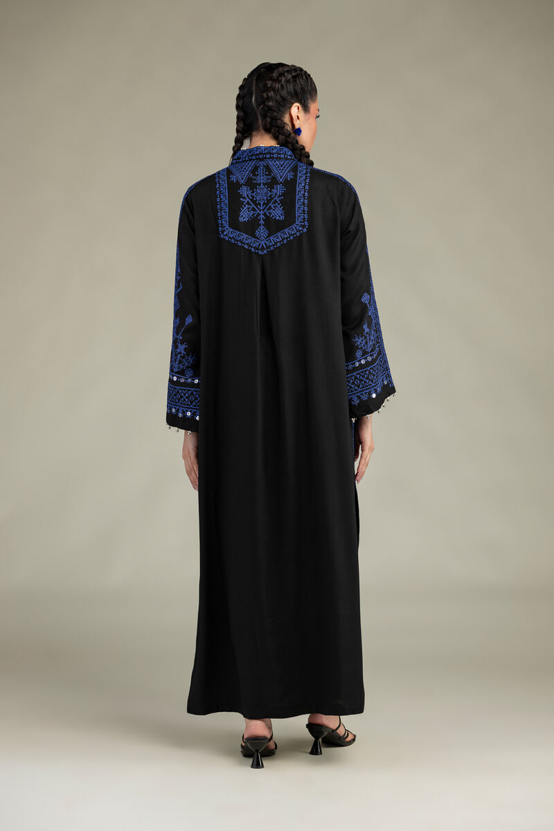 Embroidered | Raw Silk | V-Neck Longline Kurta | USD 65.00