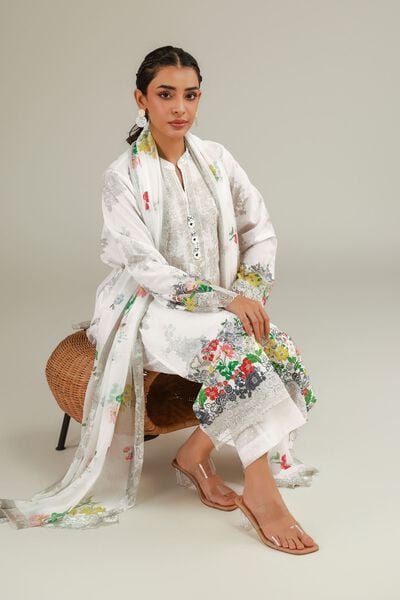 Embroidered | Cambric | Tailored 3-Piece Dress | USD 75.00