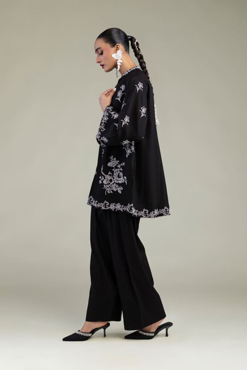 Embroidered | Raw Silk | Black Solid Shalwar | USD 30.00