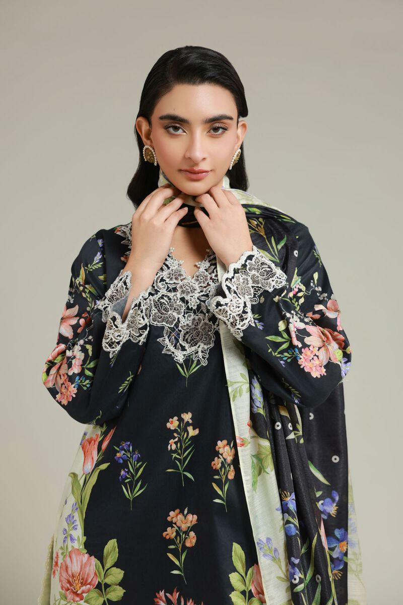 Printed | Satin | Tailored 3 Piece | USD 75.00