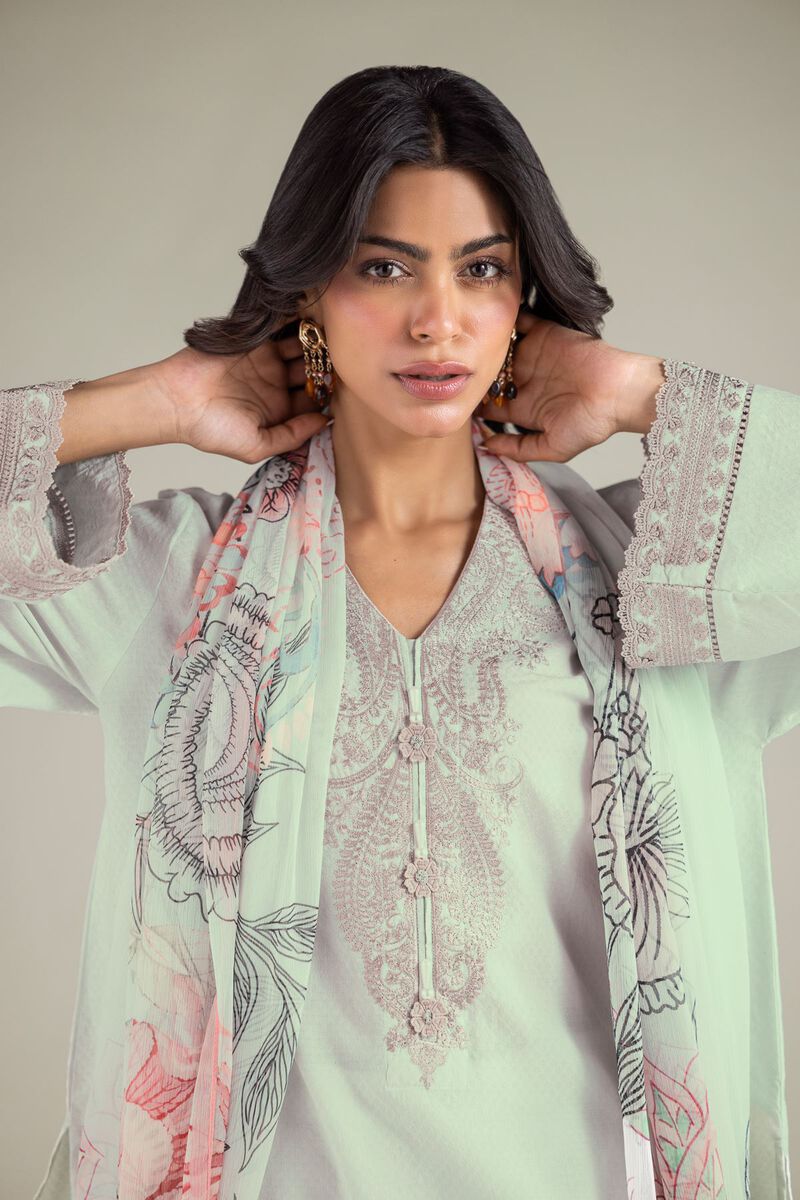 Embroidered | Cotton Dobby | 3-Piece Tailored Set | USD 65.00