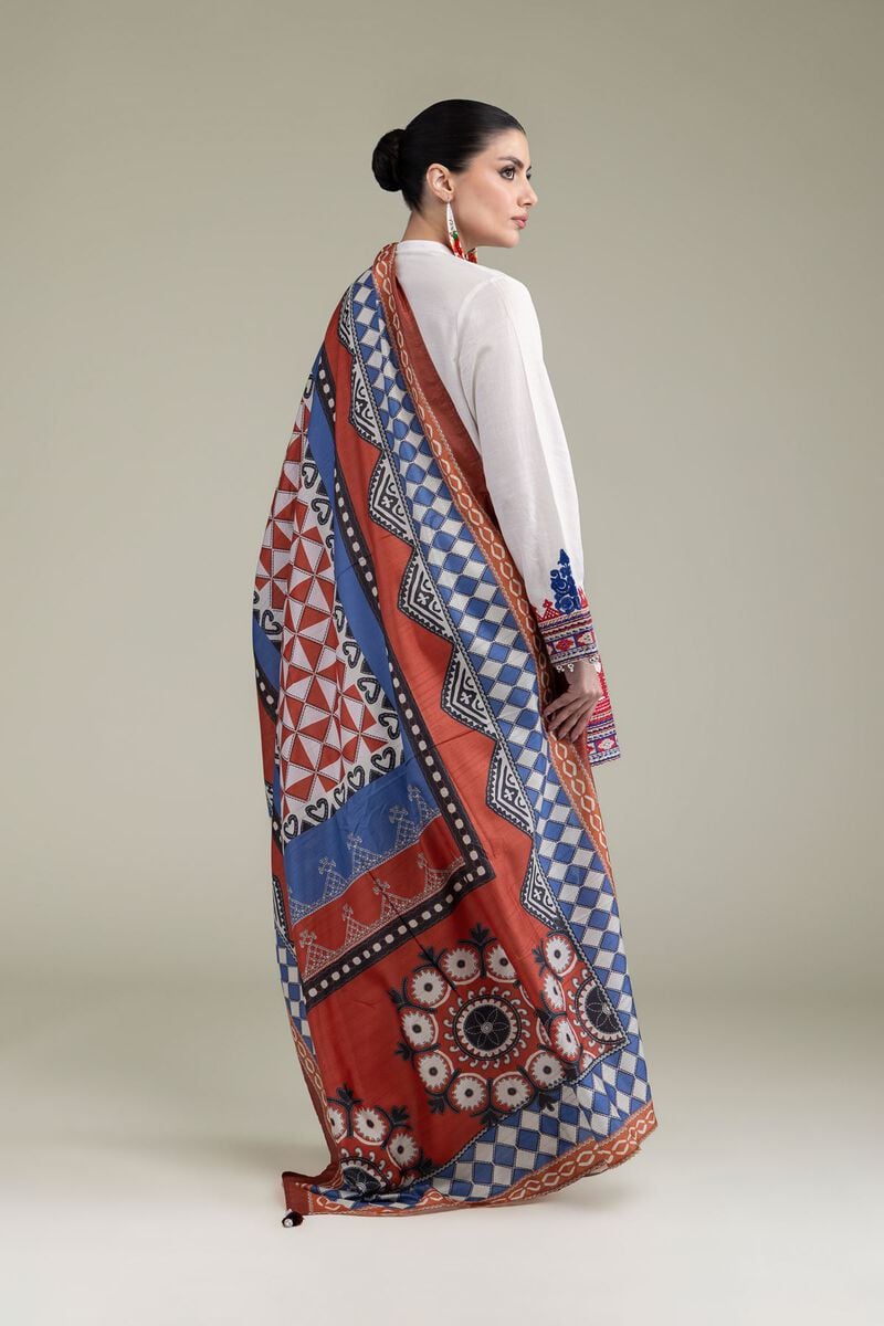 Embroidered | Polyester Silk | Silk Geometric Dupatta | USD 30.00