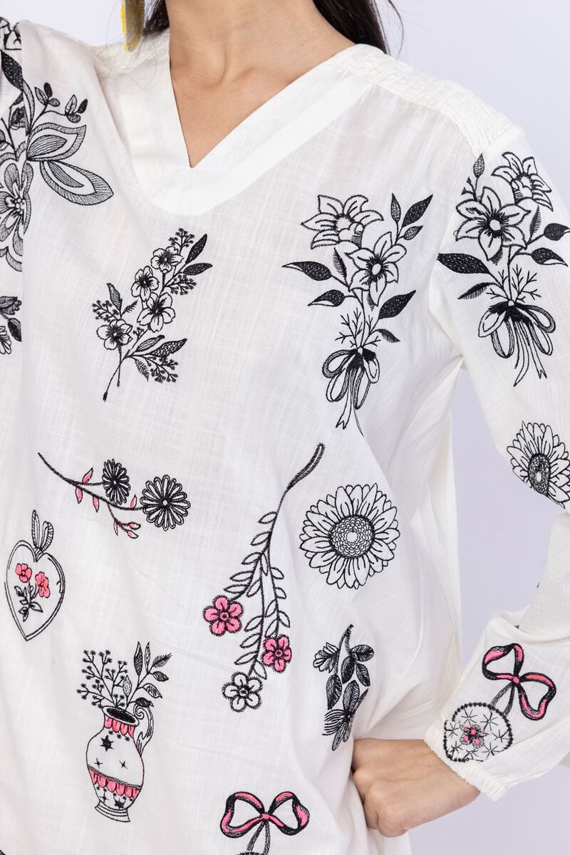 Embroidered | Crosshatch Poplin | Kurta | USD 15.00