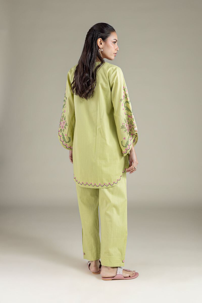 Embroidered | Textured Cambric | Scalloped Floral Kurta | USD 35.00
