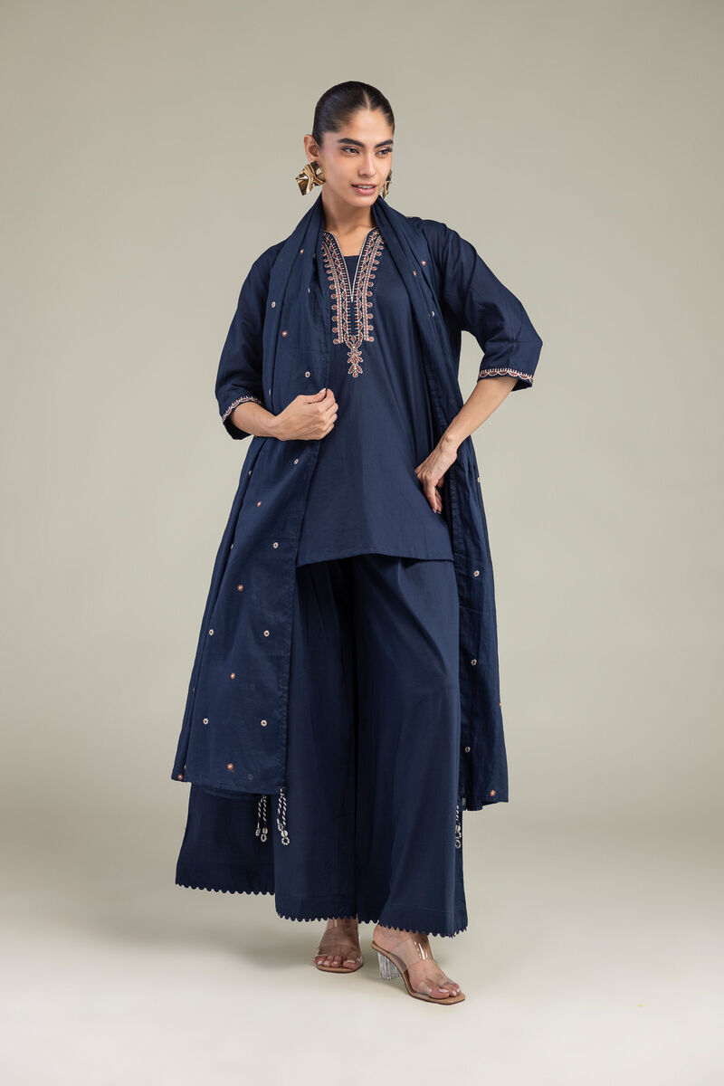 Embroidered | Lawn | Lawn Navy Dupatta | USD 35.00