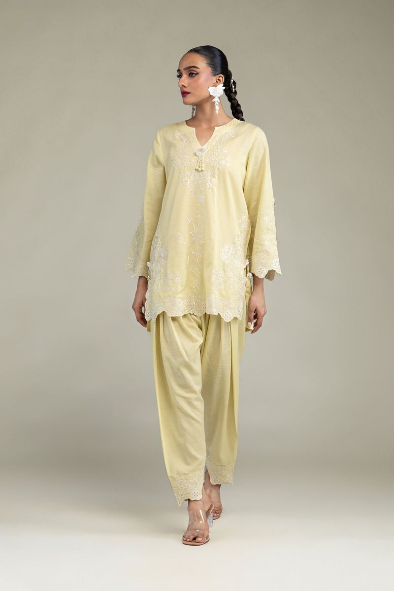 Embroidered | Raw Silk | Silk V-Neck Kurta | USD 60.00