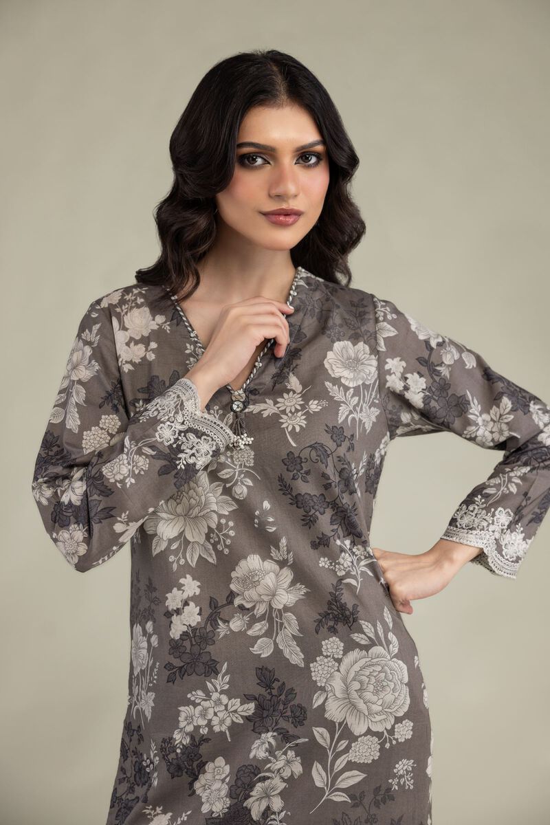 Embroidered | Lawn | Gray Lawn Kurta | USD 35.00