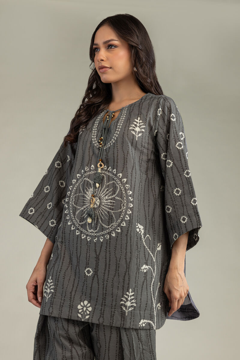 Printed | Cotton Dobby | Gray Cotton Kurta | USD 30.00