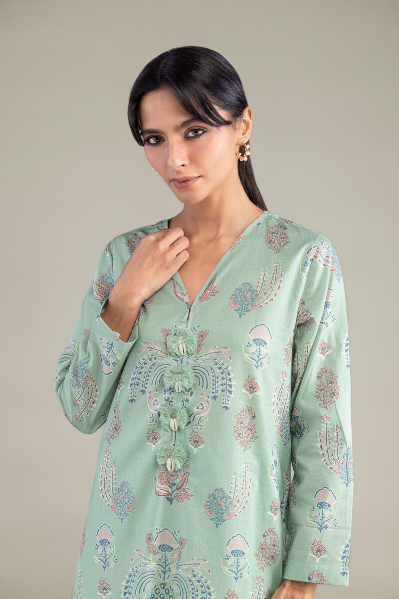 Cambric | Mint V-Neck Kurta | USD 35.00