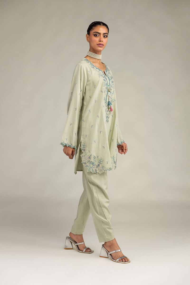 Embroidered | Raw Silk | Solid Mint Shalwar | USD 30.00