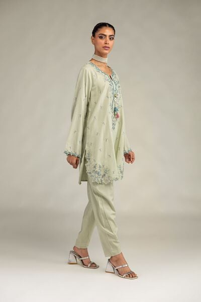 Embroidered | Raw Silk | Solid Mint Shalwar | USD 30.00