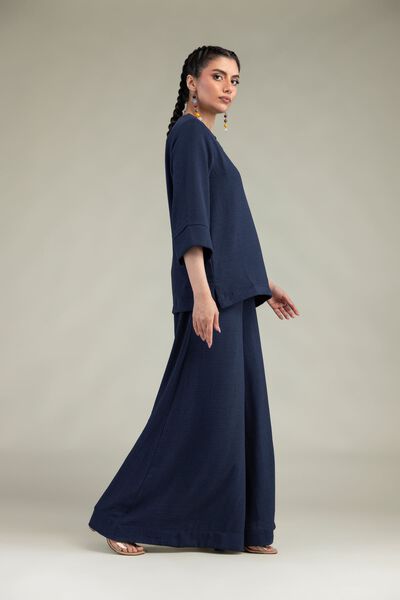 Dyed | Crepe Georgette | Navy Georgette Trousers | USD 35.00