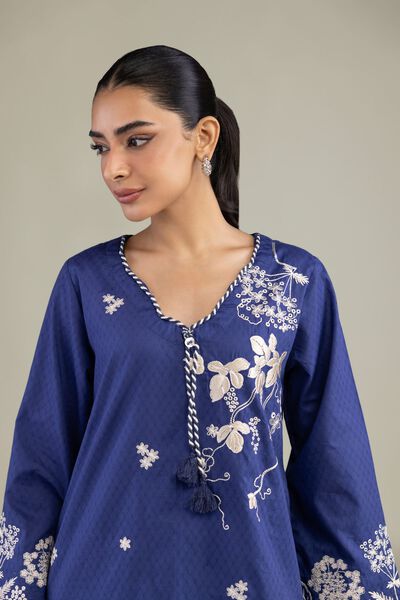 Embroidered | Cotton Dobby | Cotton Navy Kurta | USD 45.00