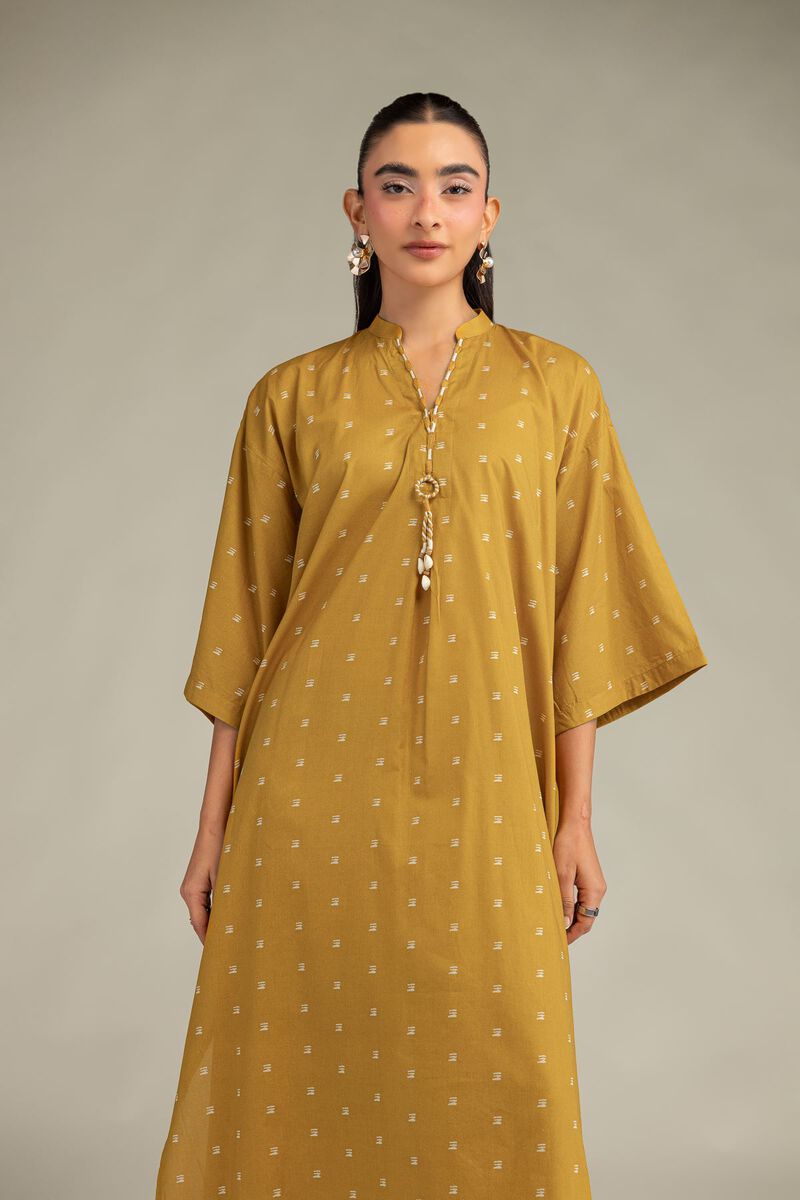 Printed | Cambric | Long Mustard Kurta | USD 35.00