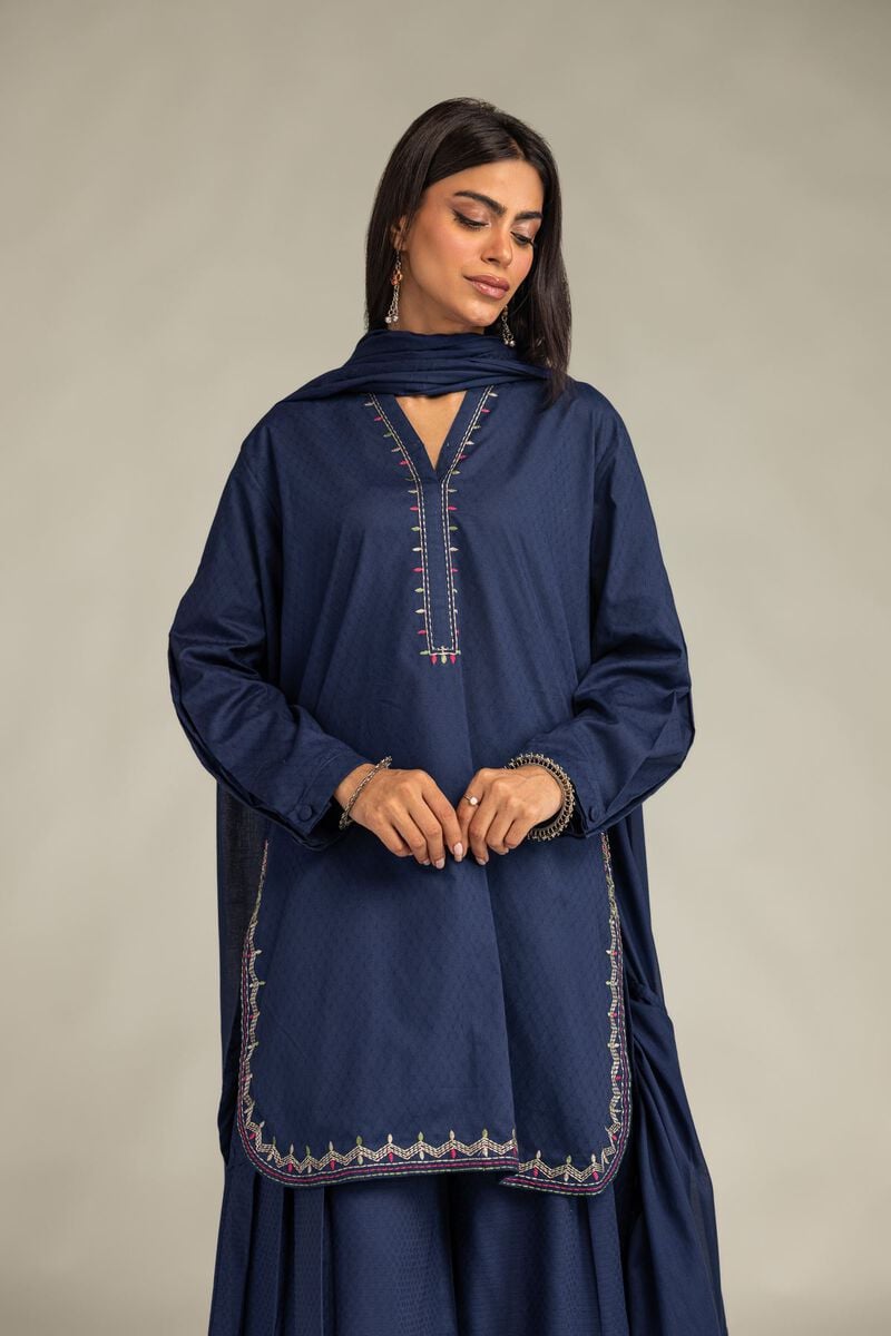 Embroidered | Lawn | Navy Lawn Dupatta | USD 35.00