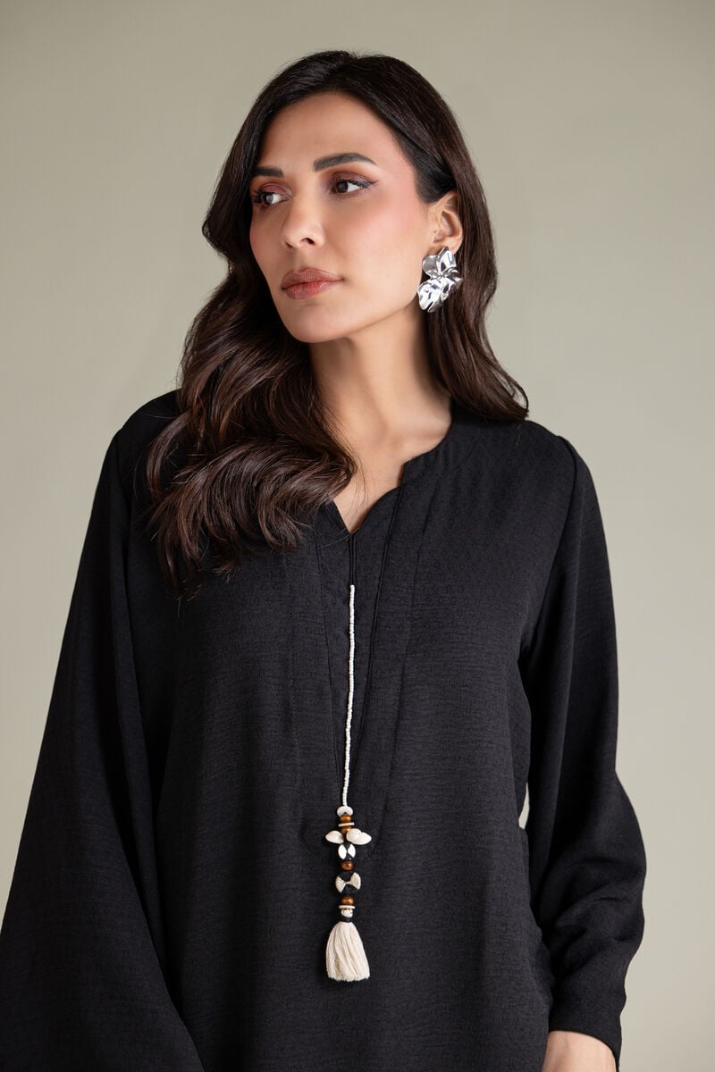 Dyed | Textured Georgette | Solid Black Kurta | USD 40.00