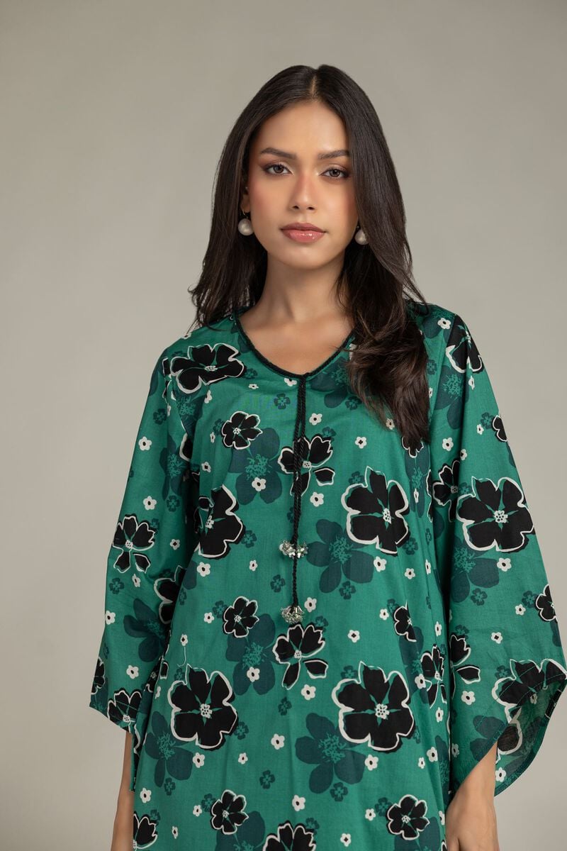 Printed | Cambric | Floral Green Kurta | USD 35.00