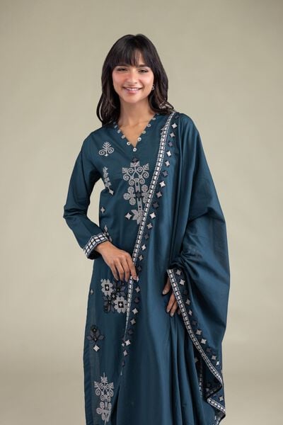 Embroidered | Lawn | Teal Lawn Dupatta | USD 30.00