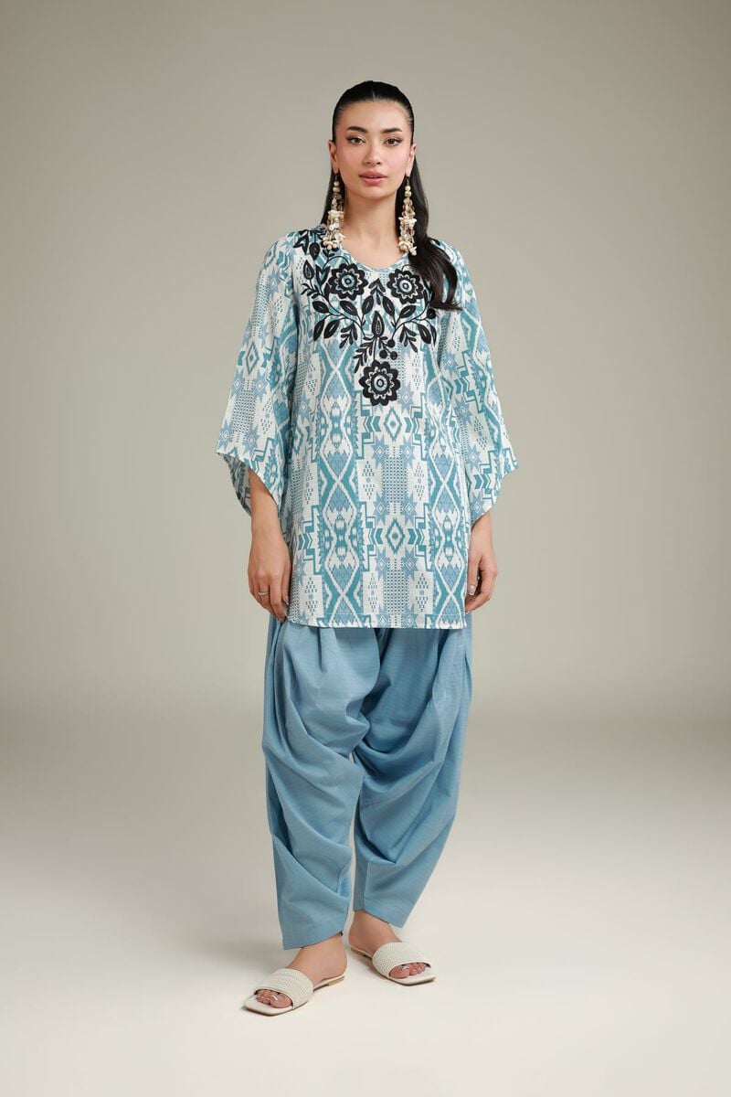 Embroidered | Cotton Dobby | Geometric V-Neck Kurta | USD 30.00