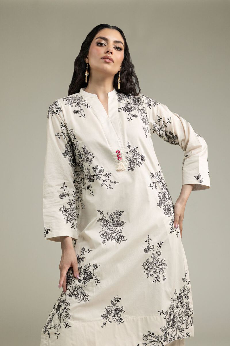 Embroidered | Cambric | Floral Longline Kurta | USD 40.00