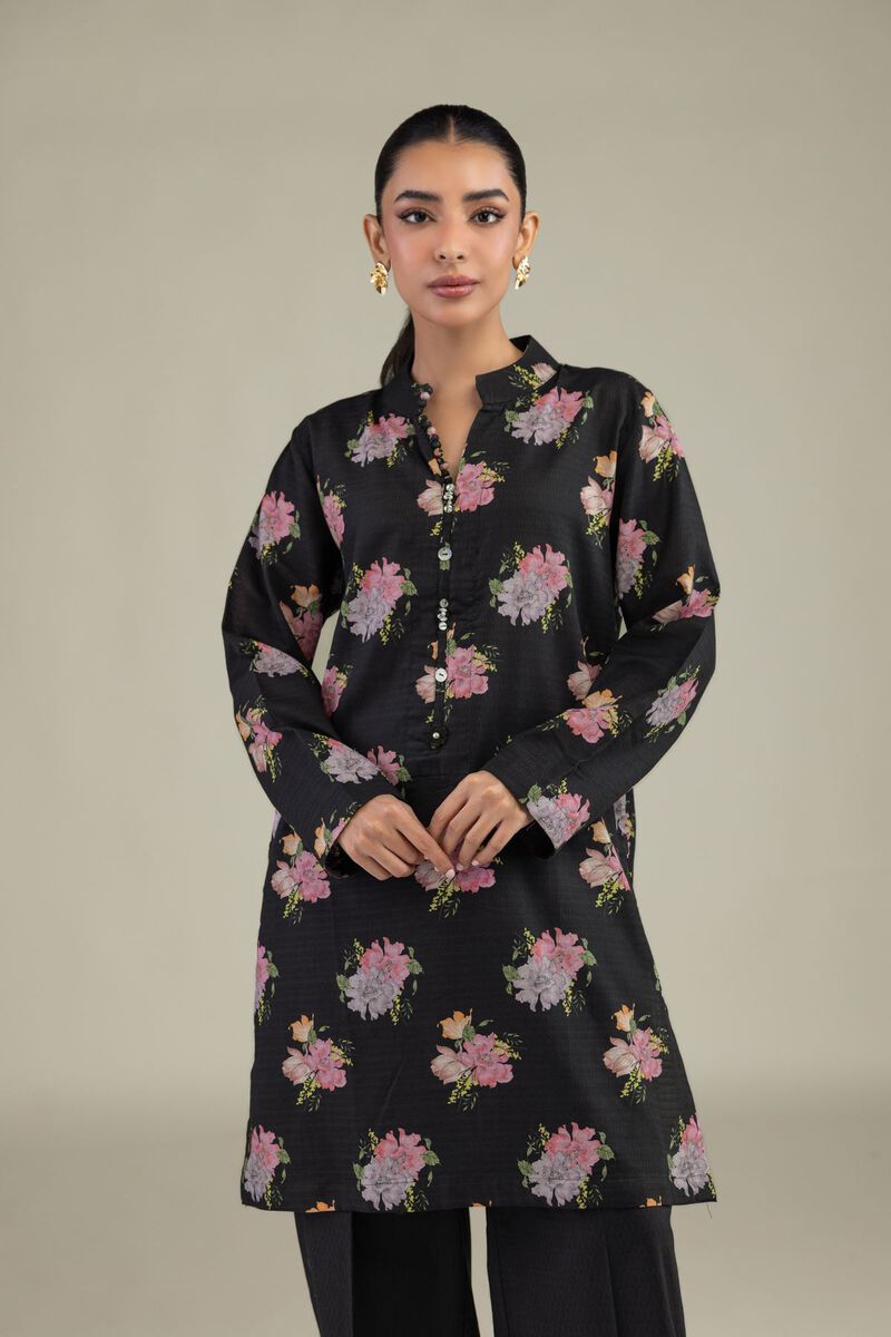 Printed | Cotton Dobby | Black Floral Kurta | USD 30.00