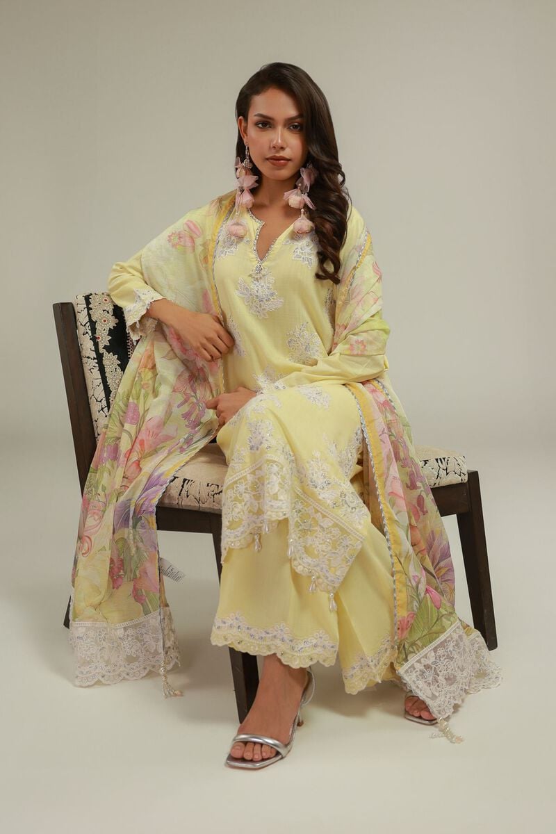 Embroidered | Raw Silk | Floral Kurta 3-piece | USD 155.00