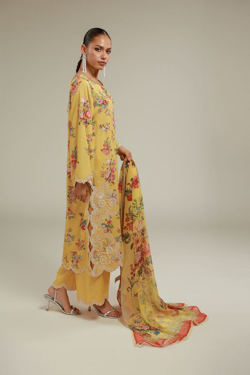 Embroidered | Chiffon | Floral Lace Dupatta | USD 35.00