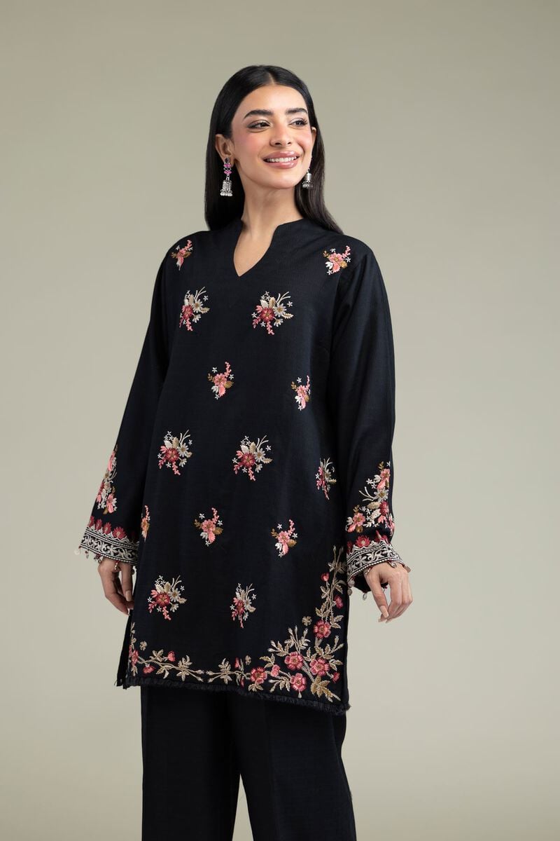 Embroidered | Cotton Dobby | Black Cotton Kurta | USD 40.00