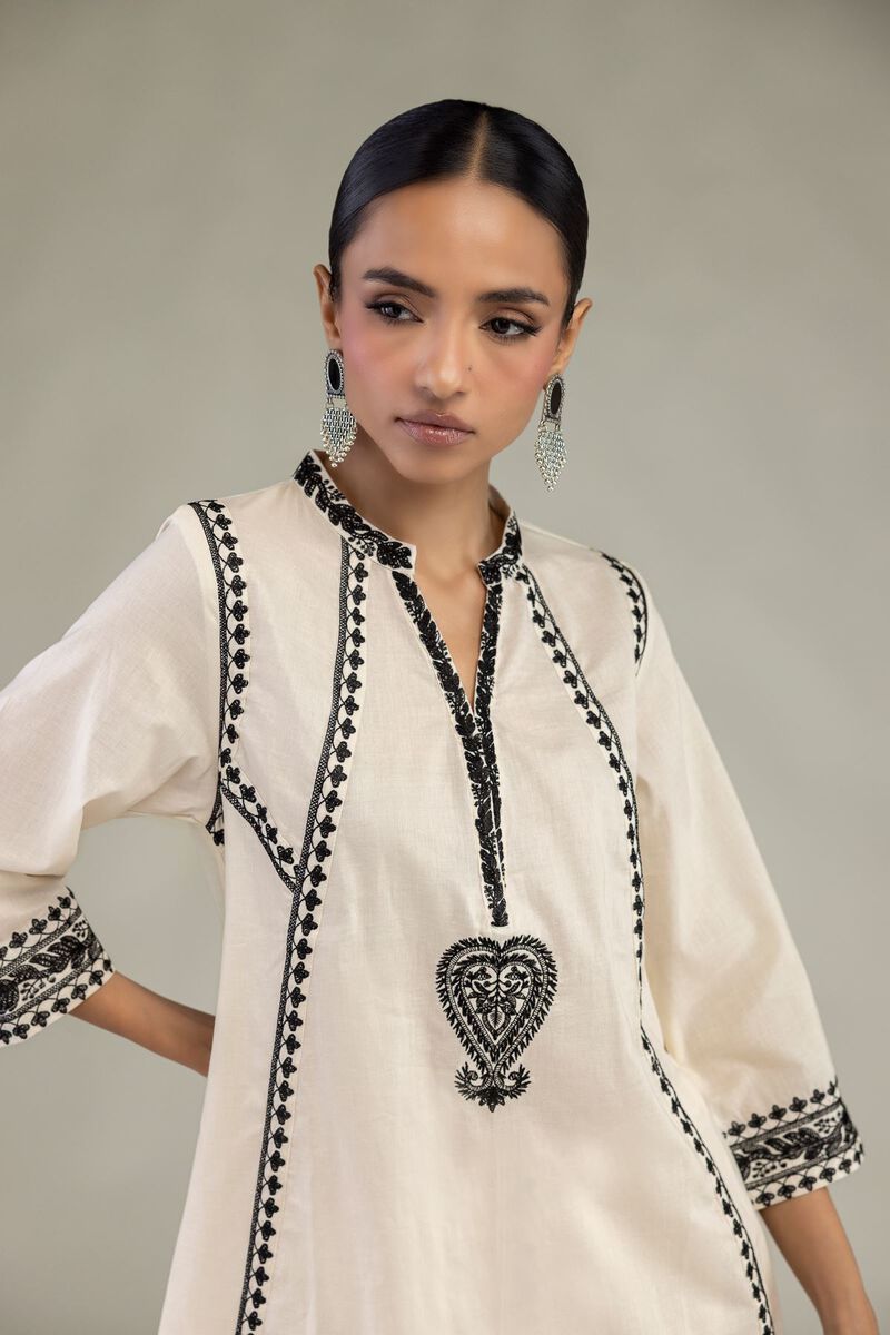 Embroidered | Cambric | Cambric V-Neck Kurta | USD 40.00