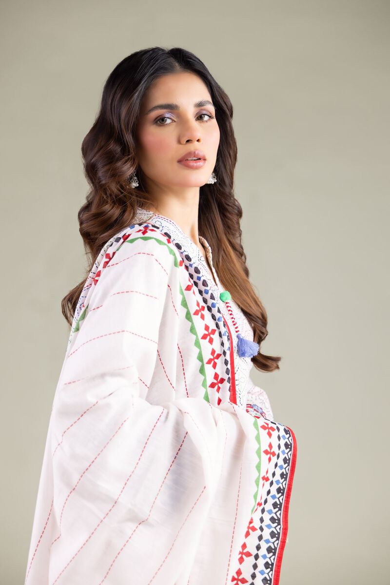 Embroidered | Textured Cotton | Tassel Dupatta | USD 25.00