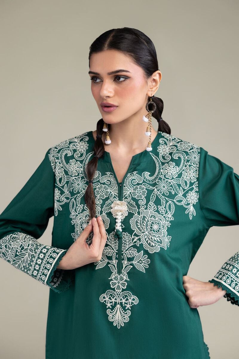 Printed | Cambric | Green Cambric Kurta | USD 40.00