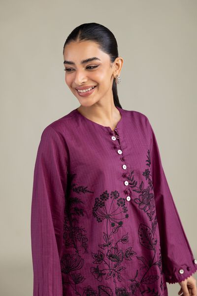 Embroidered | Cotton Dobby | Short Floral Kurta | USD 45.00