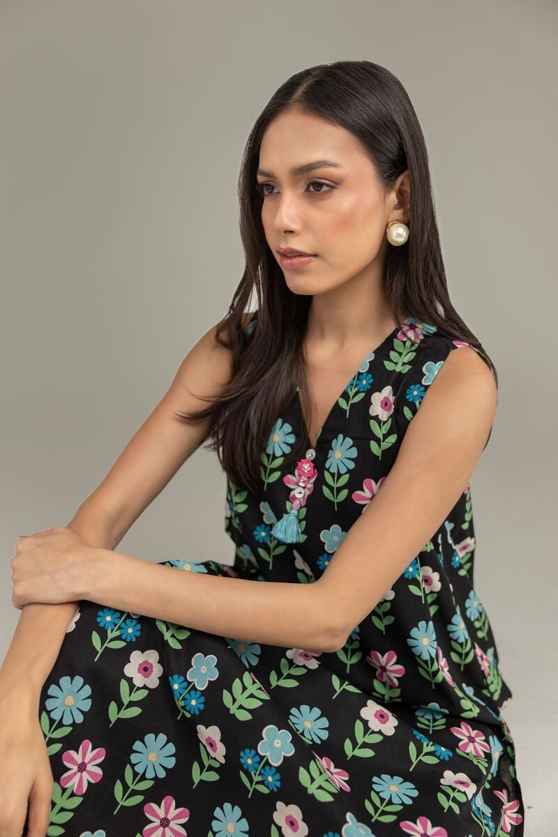 Printed | Cambric | Black Cambric Kurta | USD 35.00
