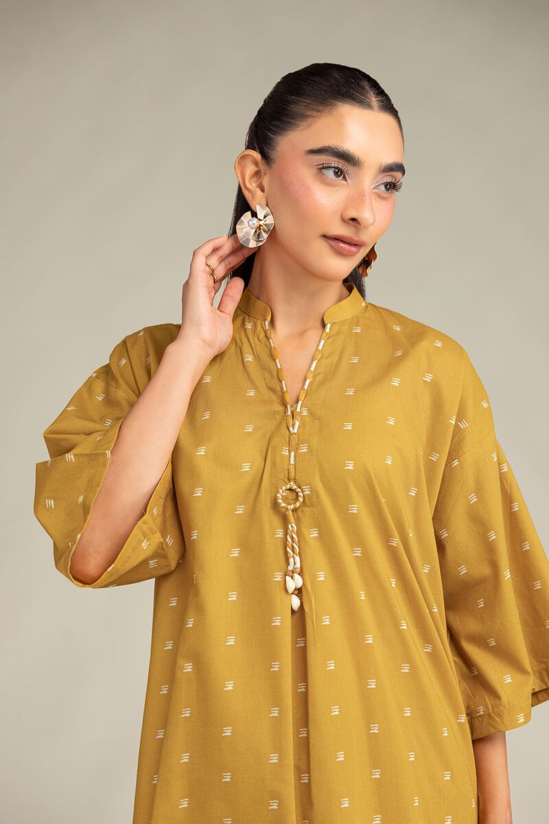 Printed | Cambric | Long Mustard Kurta | USD 35.00