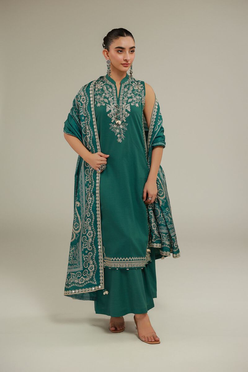 Embroidered | Polyester Silk | Geometric Draped Dupatta | USD 40.00