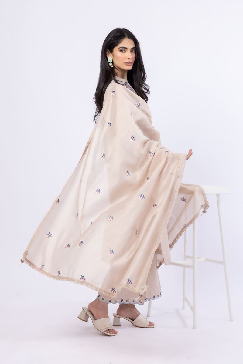 Embroidered | Cotton Net YD with White/Black Warp | Dupatta | USD 9.00