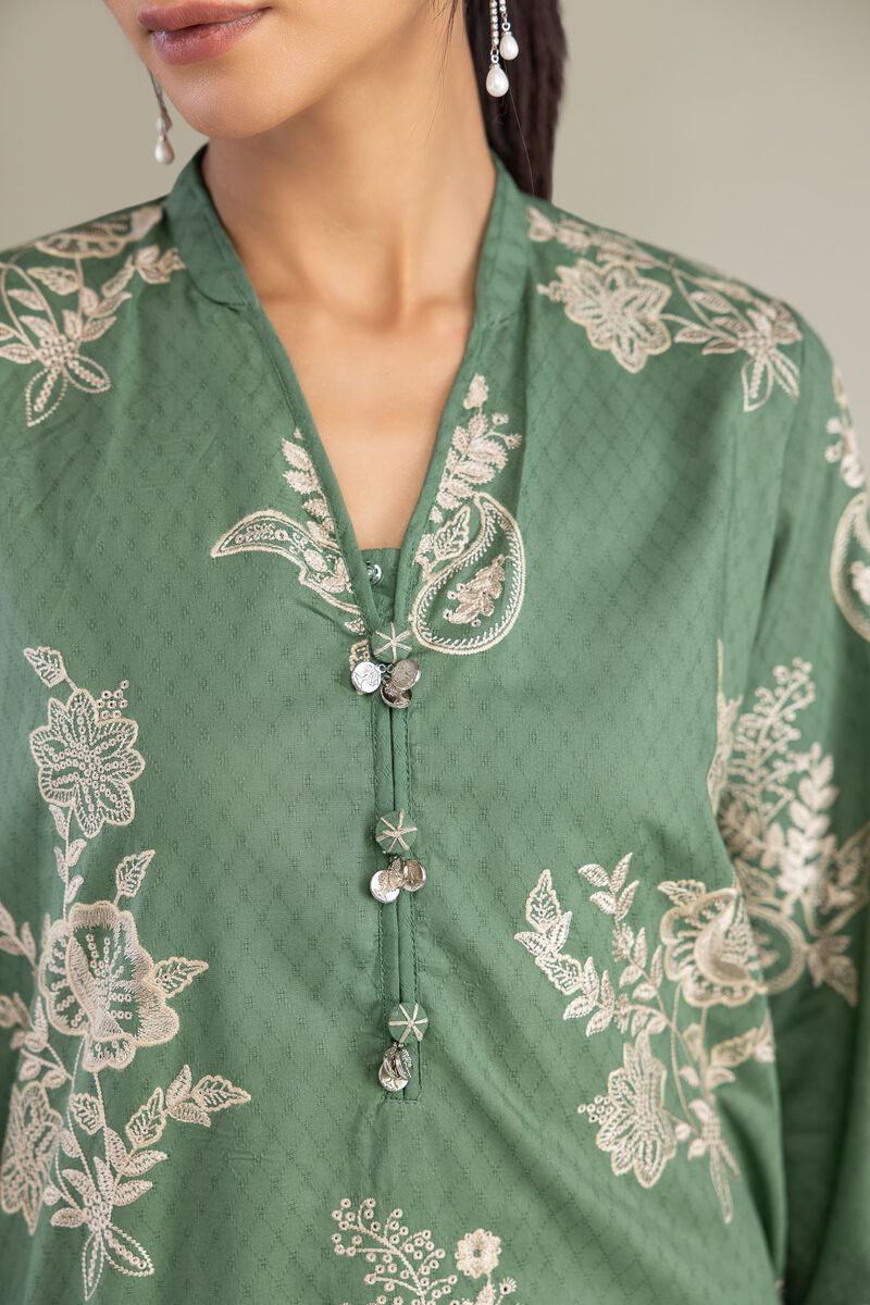 Embroidered | Cotton Dobby | Floral Cotton Kurta | USD 45.00