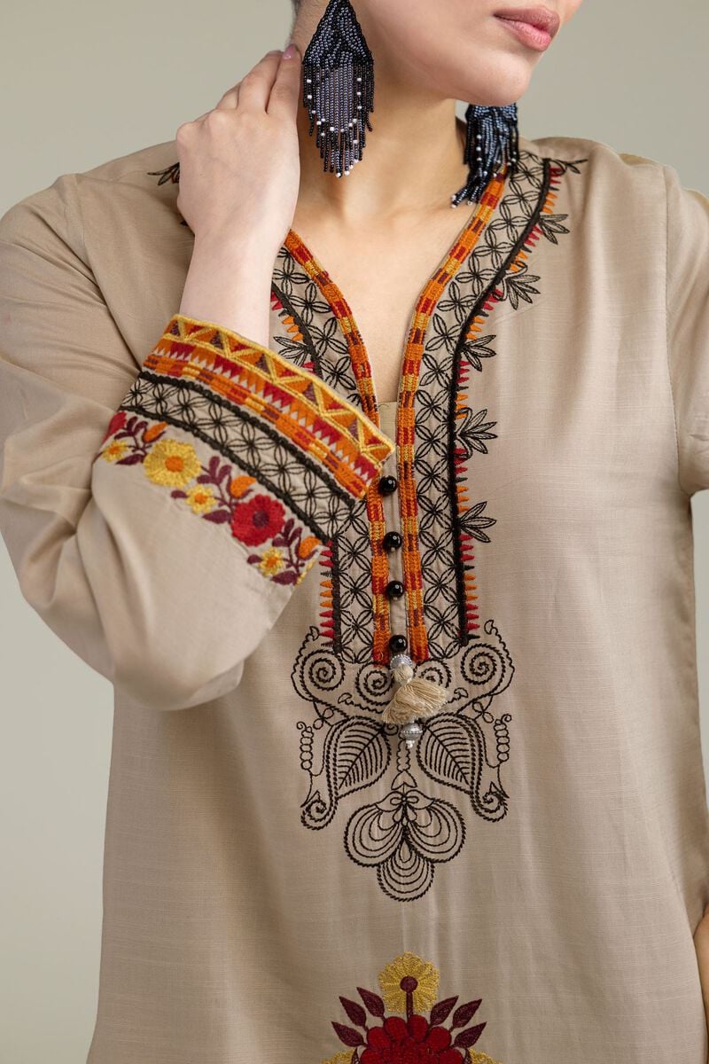 Embroidered | Raw Silk | Floral Silk Kurta | USD 45.00