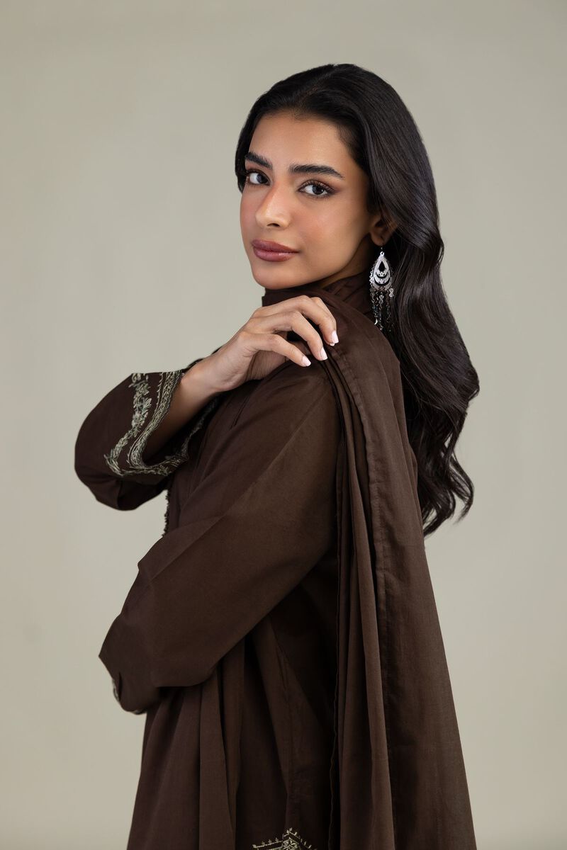 Embroidered | Lawn | Brown Lawn Dupatta | USD 35.00